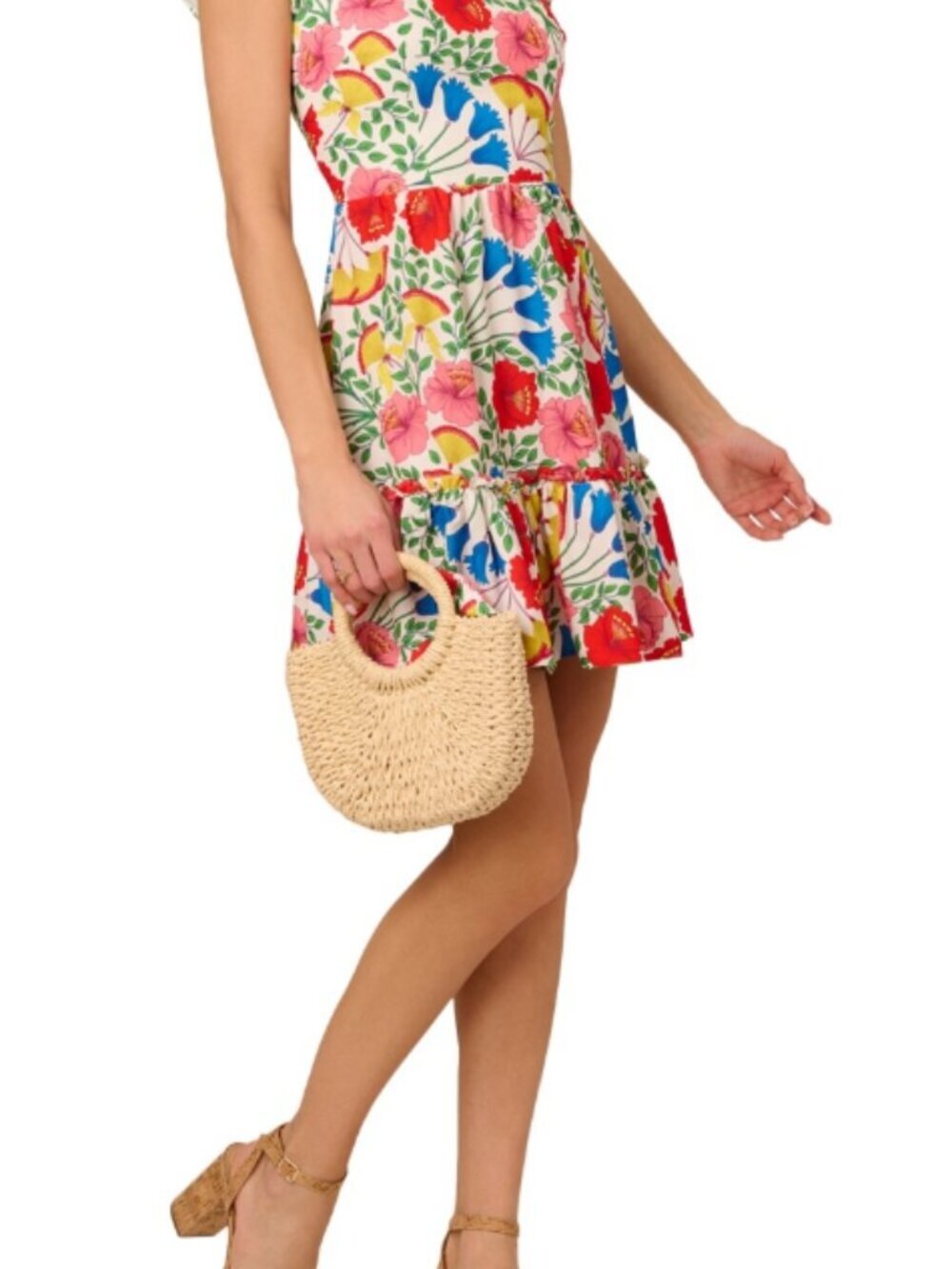 Adrianna Papell Square Neck Floral Print Mini Dress Size 12 NWT Cottagecore - Picture 5 of 9